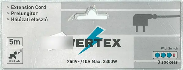 Photo from the official notice: WERTEX Extension  Cord / Hálózati elosztó extension lead — burns & fire risk (A11/00038/23)
