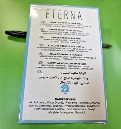 Photo de l’avis officiel: Eterna Eau de toilette — risque: Risque chimique