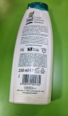 Photo de l’avis officiel: Vidal Shampoo Liscio Sublime Shampooing — risque: Risque chimique