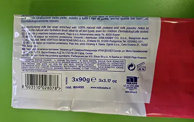 Foto uit de officiële melding: NIDRA Sapone latte idratante Handzeep — risico: Chemische risico's