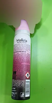 Photo de l’avis officiel: Malizia Malizia profumo d'intesa Pulvérisation de déodorant — risque: Risque chimique