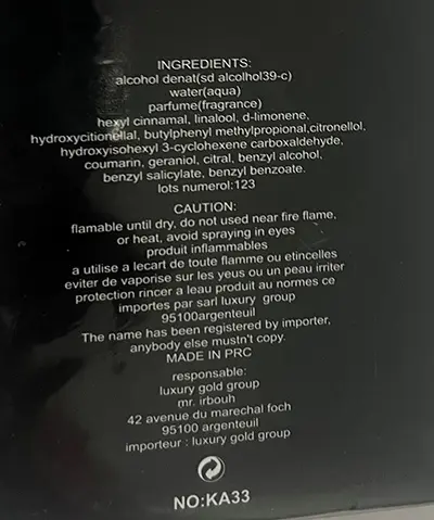 Foto dell’avviso ufficiale: Laxuria Profumo — rischio: Rischio chimico
