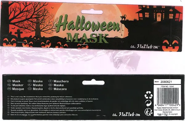 Photo de l’avis officiel: Masque d’Halloween — risque: Risque chimique