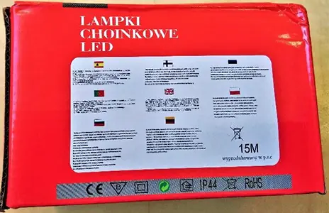 Foto do aviso oficial: LAMPKI CHOINKOWE LED Corrente de iluminação — risco: Choque elétrico (A11/00041/23)