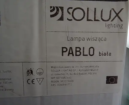 Foto do aviso oficial: SOLLUX LIGHTING PABLO Luminária — risco: Choque elétrico
