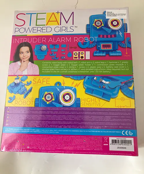 Foto uit de officiële melding: Steam Powered Girls Intruder alarm Robot Speelgoed robot bouwset — risico: Milieu