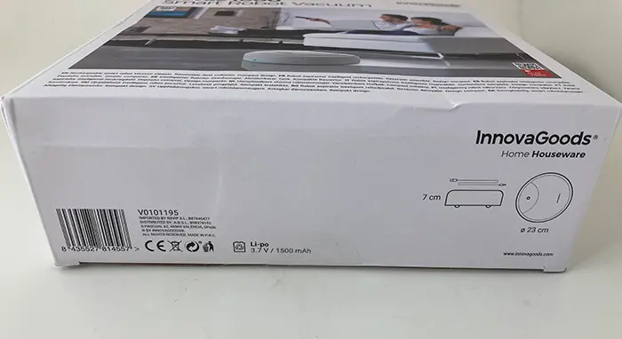 Foto aus der offiziellen Meldung: Innovagoods Rovac 1000 Smart Robot Vacuum Roboterstaubsauger — Risiko: Umwelt