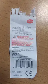 Foto do aviso oficial: Peluche di polpo reversibile Brinquedo macio — risco: Engasgamento