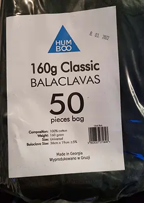 Photo de l’avis officiel: Humboo 160g Classic, Balaclavas, Classic Black, Size: Universal — risque: Risque chimique