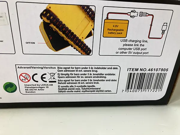 Photo from the official notice: Power Truck WRK toy excavator — environment risk