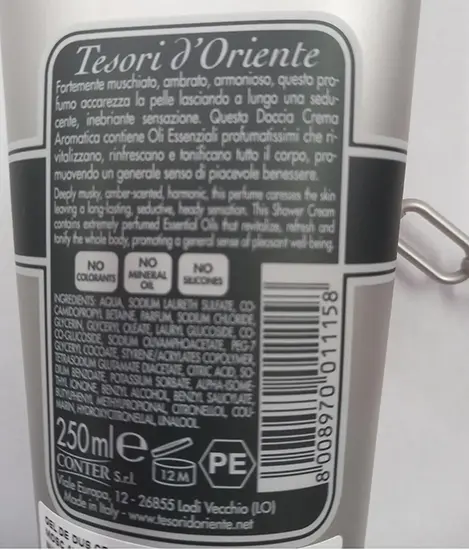 Foto dell’avviso ufficiale: Tresori d'Oriente Shower cream - White Musk Crema doccia — rischio: Rischio chimico