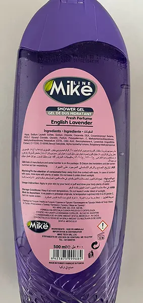 Photo de l’avis officiel: Mike Line Shower gel - Fresh Perfume - English Lavender / Ocean Wave Gel douche — risque: Risque chimique