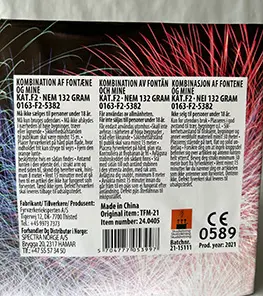 Foto dell’avviso ufficiale: Fyrværkerieksperten a/s Dark Spirit Night Dancing Fontæne Fuochi d'artificio — rischio: Ustioni