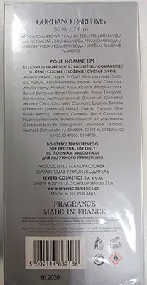 Foto dell’avviso ufficiale: GORDANO PARFUMS Gordano Parfums - Pour Homme Eau de toilette — rischio: Rischio chimico
