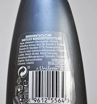 Photo de l’avis officiel: Dove Dove  Men Care Silver Control Pulvérisation de déodorant — risque: Risque chimique