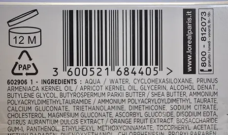 Photo de l’avis officiel: L'OREAL PARIS Attiva Hydrafresh Pelli normali o miste Crème pour le visage — risque: Risque chimique