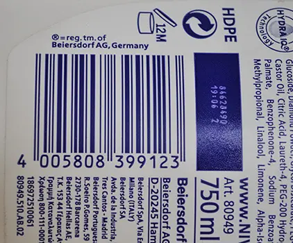 Photo de l’avis officiel: Nivea Care &amp; Diamond Crème de bain — risque: Risque chimique