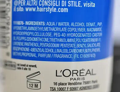 Photo de l’avis officiel: L'OREAL PARIS Fix &amp; Force Gel capillaire — risque: Risque chimique