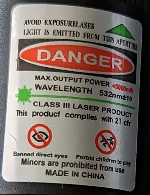 Foto aus der offiziellen Meldung: Laserpointer — Risiko: Sehschaden (INFO/00073/23)