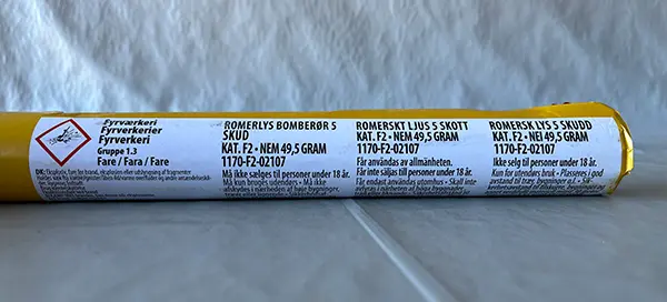 Photo from the official notice: Fyrværkerieksperten a/s Værktøjskasse 9 fireworks — burns & injuries risk