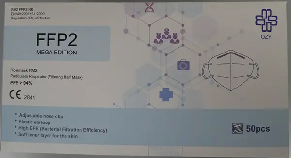 Foto uit de officiële melding: QZY Respirator QZY FFP2 Atemschutzmaske QZY FFP2 Het masker van het deeltjefilter — risico: Gezondheidsrisico/overige