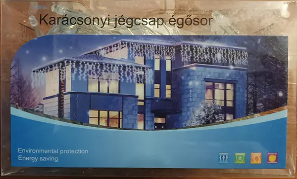 Photo de l’avis officiel: Karácsonyi jégcsap égösor Chaîne d’éclairage — risque: Choc électrique