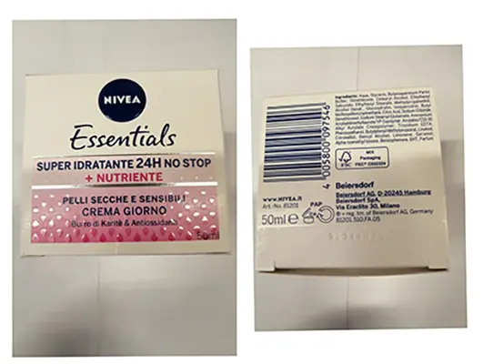 Foto dell’avviso ufficiale: Nivea ESSENTIALS SUPER IDRATANTE 24 H Crema viso — rischio: Rischio chimico