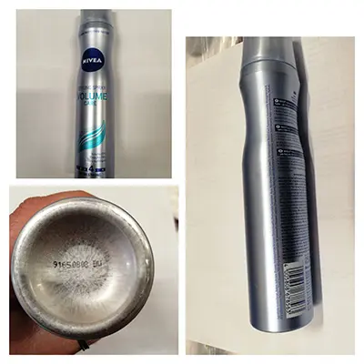 Photo de l’avis officiel: Nivea STYLING SPRAY VOLUME CARE Pulvérisation des cheveux — risque: Risque chimique