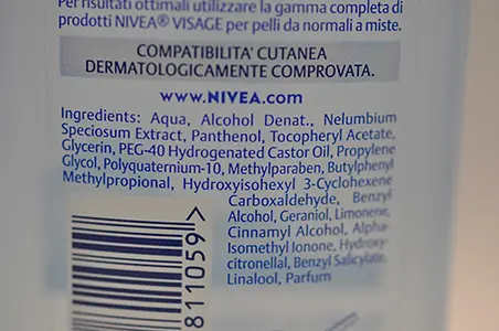 Foto dell’avviso ufficiale: Nivea Nivea visage tonico vitalizzante Tonico del viso — rischio: Rischio chimico