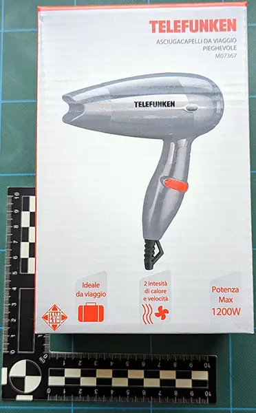 Photo de l’avis officiel: Telefunken Sèche-cheveux — risque: Choc électrique