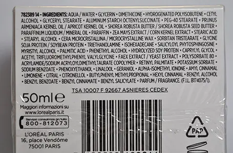 Photo de l’avis officiel: L'OREAL PARIS Revitalift trattamento ricco notte Crème pour le visage — risque: Risque chimique