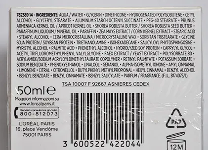 Photo de l’avis officiel: L'OREAL PARIS Revitalift trattamento ricco notte Crème pour le visage — risque: Risque chimique