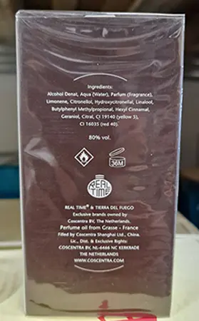 Photo de l’avis officiel: REAL TIME TIERRA DEL FUEGO Parfum — risque: Risque chimique