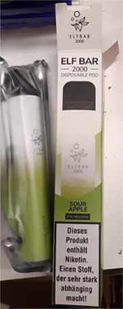 Foto del aviso oficial: Elf bar ELF BAR 2000 Disposable Pod, 2% nicotine Cigarrillo electrónico desechable — riesgo: Riesgos químicos