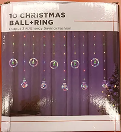 Foto do aviso oficial: Neuvedena 10 CHRISTMAS BALL+RING Corrente de iluminação — risco: Choque elétrico