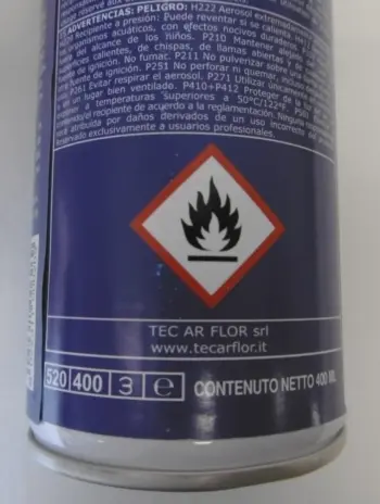Foto aus der offiziellen Meldung: TEC AR FLOR Spray glue - loisirs créatifs et décoration Sprühkleber — Risiko: Chemikalie