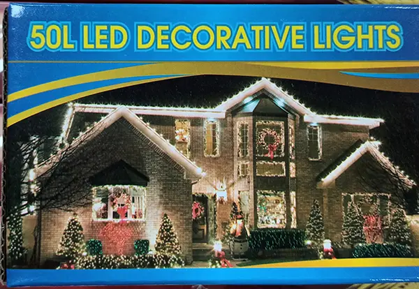 Foto do aviso oficial: 50L LED DECORATIVE LIGHTS Corrente de iluminação — risco: Choque elétrico