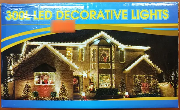 Photo from the official notice: Neuvedena 300L LED DECORATIVE LIGHTS lighting chain — electric shock risk