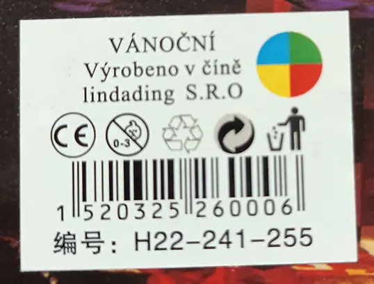 Photo from the official notice: Neuvedena Christmas LED 50M V8 Vánoční LED 50M V8 lighting chain — electric shock risk
