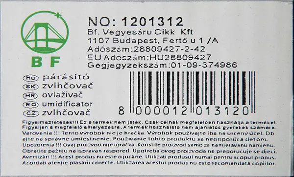Photo de l’avis officiel: BF Ultrasonic Aroma Humidifier / USB Humidifier Diffuseur d’arômes — risque: Risque microbiologique