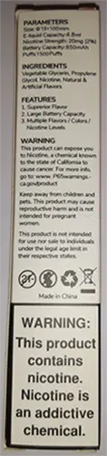 Photo from the official notice: Elf bar ELF BAR 1500 Disposable Pod Watermelon 2% nicotine disposable electronic cigarette — chemical risk