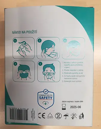 Photo from the official notice: KN95/FFP2 particle filter mask — microbiological risk