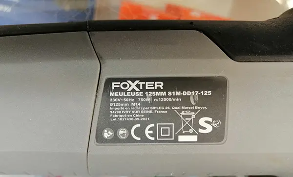 Foto do aviso oficial: Foxter FOXTER S1M-DD17-125 Afiadora angular — risco: Cortes