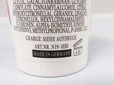 Foto aus der offiziellen Meldung: Nail:Code Code No. One Paticuliere HandCreme — Risiko: Chemikalie