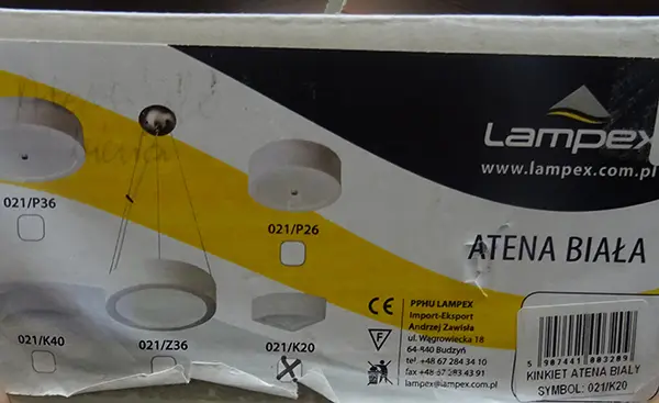 Foto do aviso oficial: Lampex ATENA BIALA Lâmpada fixa — risco: Choque elétrico