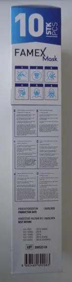 Foto del aviso oficial: FAMEX FAGOMED Partikelfiltrierende Halbmaske FFP2 Maske Máscara de filtro de partículas — riesgo: Otros riesgos para la salud