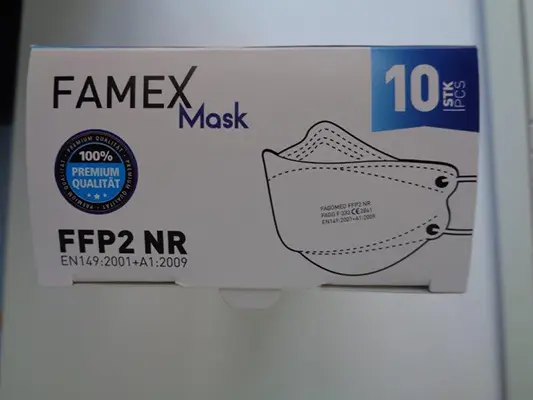 Foto del aviso oficial: FAMEX FAGOMED Partikelfiltrierende Halbmaske FFP2 Maske Máscara de filtro de partículas — riesgo: Otros riesgos para la salud