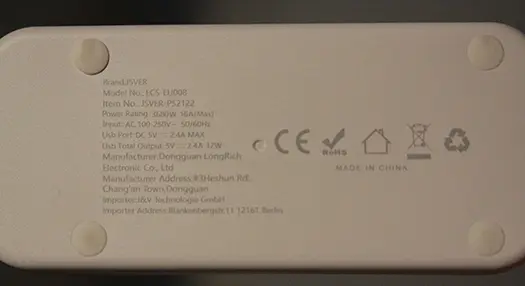 Foto do aviso oficial: JSVER Power strip Chumbo da extensão — risco: Choque elétrico