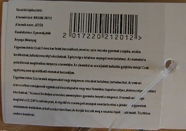 Foto do aviso oficial: JÁTÉK Boneca de plástico — risco: Químico