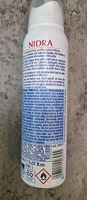 Photo de l’avis officiel: NIDRA Deolatte idratante Spray déodorant — risque: Risque chimique
